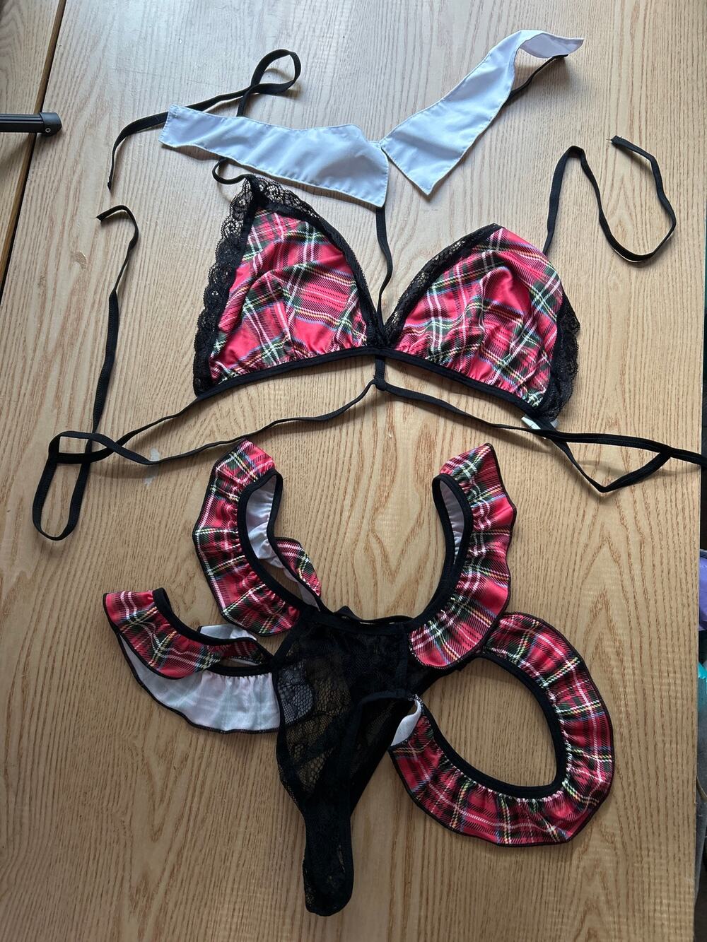 #2 New Women's 2Pc super Sexy Schoolgirl Halloween 💀Costume Stretchy size Large
